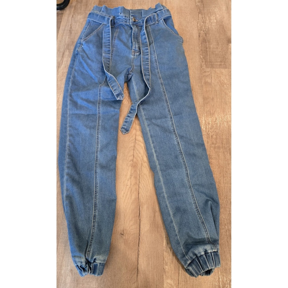 Listicle Women's Paperbag High Waist Denim Jogger‎ Pants Size M